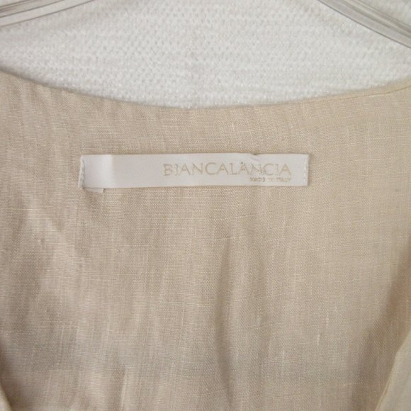 Biancalancia Cream Colorblock Linen Dress Size 44 Deconstructed Sleeveless - Picture 5 of 13